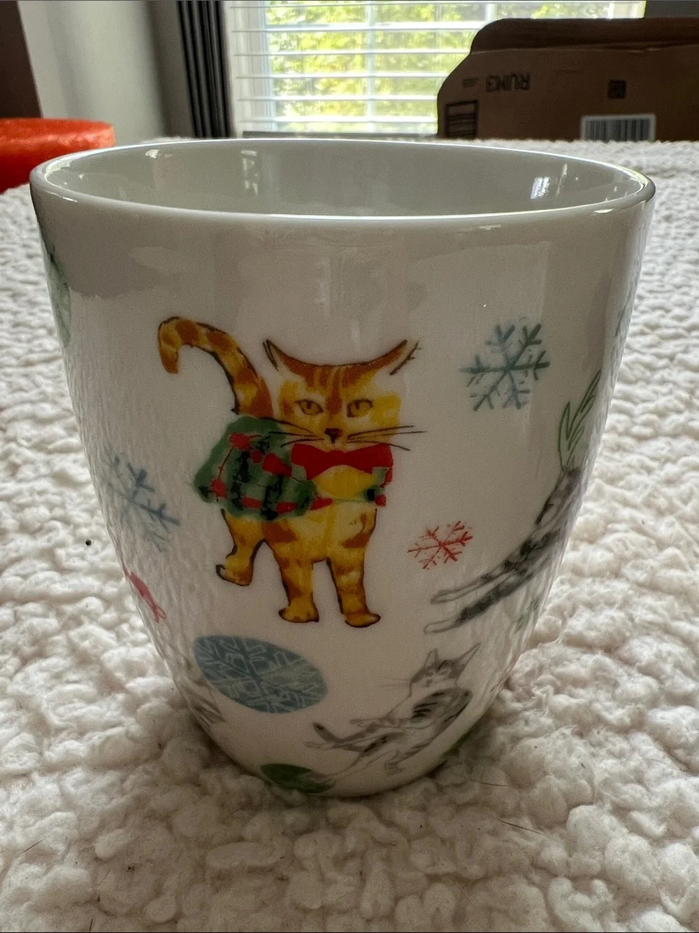Holiday Cat & Dog Pattern Ceramic Mugs - White (set of 2)